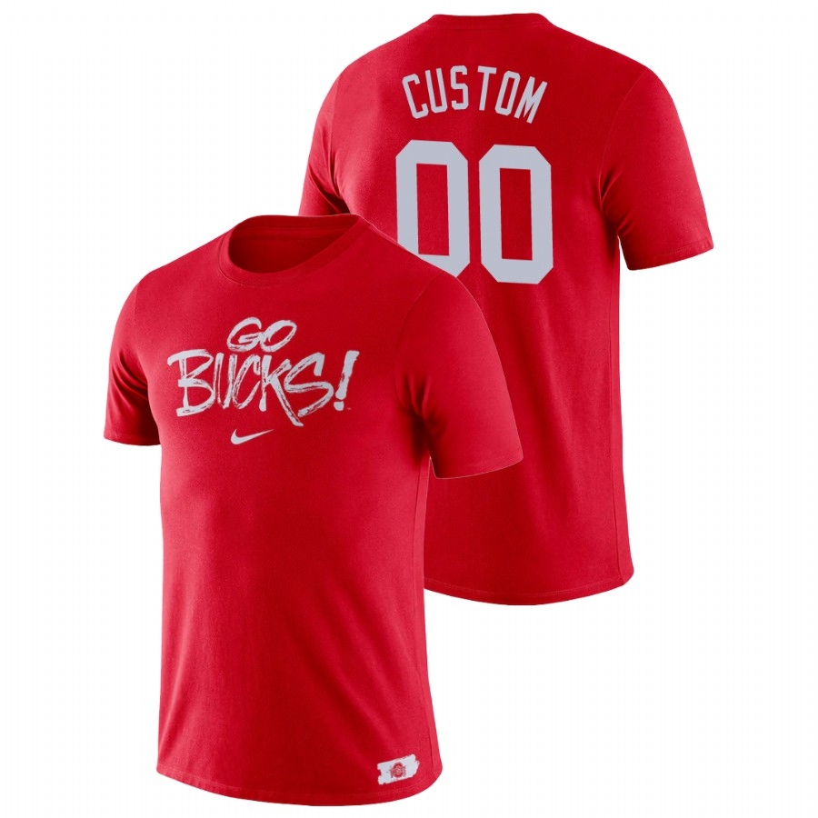Ohio State Buckeyes Men's NCAA Custom #00 Scarlet Brush Phrase College Football T-Shirt FBA0649BJ